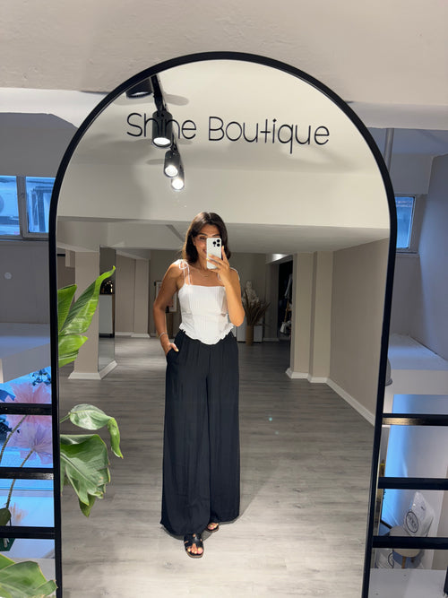 Omuz Askılı Bağlamalı Nevurlu Crop